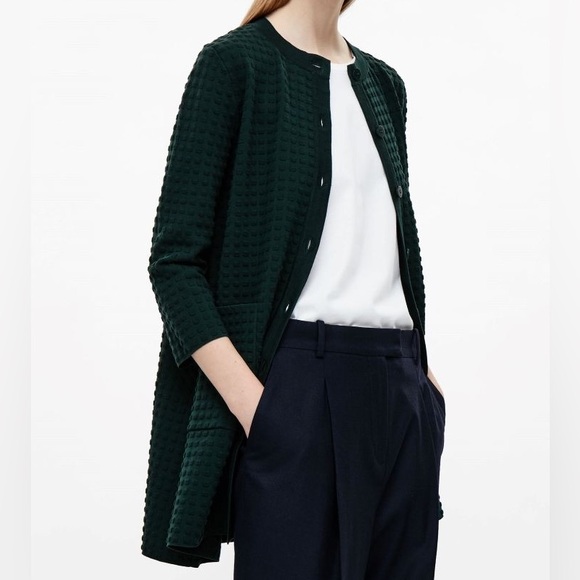 COS Sweaters - COS Textured Knit Cardigan in Forest Green